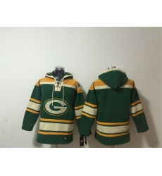 Men Green Bay Packers Blank Green Lace Up Pullover Hoodie