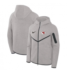 Men Kansas City Chiefs Gray Tech Fleece Full Zip Windrunner Hoodie