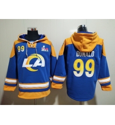 Men Los Angeles Rams 99 Aaron Donald 2022 Royal Super Bowl LVI Champions Pullover Hoodi Men Los Angeles Rams 99 Aaron Donald 2022 Royal Super Bowl LVI Champions Pullover Hoodi