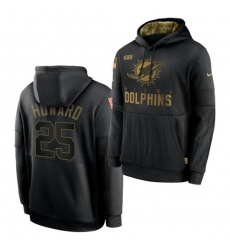 Men Miami Dolphins 25 Xavien Howard 2020 Salute To Service Black Sideline Performance Pullover Hoodie Men Miami Dolphins 25 Xavien Howard 2020 Salute To Service Black Sideline Performance Pullover Hoodie