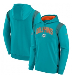 Men Miami Dolphins Aqua Sideline Stack Performance Pullover Hoodie 001 Men Miami Dolphins Aqua Sideline Stack Performance Pullover Hoodie 001