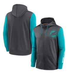 Men Miami Dolphins Charcoal Aqua Fan Gear Mascot Performance Full Zip Hoodie Men Miami Dolphins Charcoal Aqua Fan Gear Mascot Performance Full Zip Hoodie