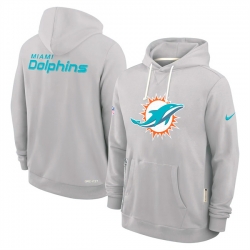 Men Miami Dolphins Charcoal Sideline Standard Issue Initial Home Dri FIT Pullover Hoodie