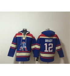 Men New England Patriots 12 Tom Brady Blue Ageless Must Have Lace Up Pullover Hoodie Men New England Patriots 12 Tom Brady Blue Ageless Must Have Lace Up Pullover Hoodie