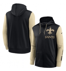 Men New Orleans Saints Black Gold Fan Gear Mascot Performance Full Zip Hoodie Men New Orleans Saints Black Gold Fan Gear Mascot Performance Full Zip Hoodie