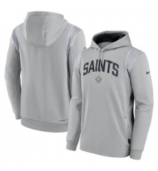 Men New Orleans Saints Grey Sideline Stack Performance Pullover Hoodie 001 Men New Orleans Saints Grey Sideline Stack Performance Pullover Hoodie 001