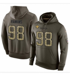 NFL Nike New Orleans Saints 98 Sheldon Rankins Green Salute To Service Mens Pullover Hoodie NFL Nike New Orleans Saints 98 Sheldon Rankins Green Salute To Service Mens Pullover Hoodie