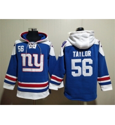 Men New York Giants 56 Lawrence Taylor Blue Lace Up Pullover Hoodie Men New York Giants 56 Lawrence Taylor Blue Lace Up Pullover Hoodie