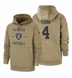 Mens Oakland Raiders Derek Carr 2019 Salute to Service Tan Sideline Therma Pullover Hoodie Mens Oakland Raiders Derek Carr 2019 Salute to Service Tan Sideline Therma Pullover Hoodie