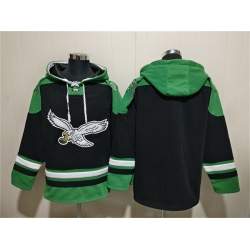 Men Philadelphia Eagles Blank Black Ageless Must Have Lace Up Pullover Hoodie