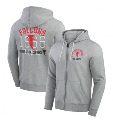 Men Atlanta Falcons Heather Gray Vintage Stripe Full Zip Hoodie