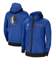 Men Nike Dallas Mavericks Blue Authentic Showtime Performance Full Zip Hoodie Jacket