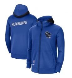 Men Nike Milwaukee Bucks Blue City Edition Showtime Full Zip Hoodie Men Nike Milwaukee Bucks Blue City Edition Showtime Full Zip Hoodie