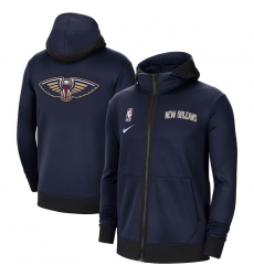 Men Nike New Orleans Pelicans Navy Authentic Showtime Performance Full Zip Hoodie Jacket