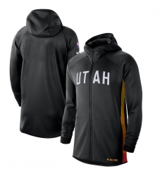 Men Nike Utah Jazz BlackWhite 201920 Earned Edition Showtime Full Zip Performance Hoodie