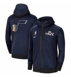 Men Nike Utah Jazz Navy Authentic Showtime Performance Full Zip Hoodie Jacket