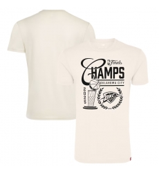 Men Oklahoma City Thunder Cream 2025 Finals Champions Metallic Logo Tri Blend T Shirt Men Oklahoma City Thunder Cream 2025 Finals Champions Metallic Logo Tri Blend T Shirt