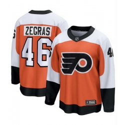 Men Philadelphia Flyers 46 Trevor Zegras Orange 2024 25 Home stitched Hockey Jersey