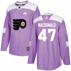 Mens Adidas Philadelphia Flyers 47 Andrew MacDonald Authentic Purple Fights Cancer Practice NHL Jersey 