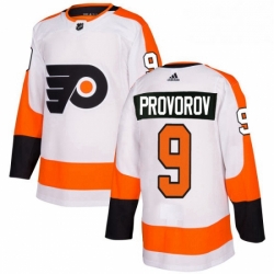 Womens Adidas Philadelphia Flyers 9 Ivan Provorov Authentic White Away NHL Jersey 