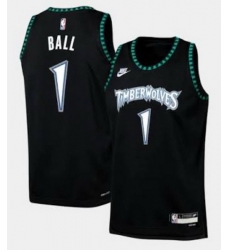 Men Minnesota Timberwolves LaMelo Ball #1 Black Stitched NBA Jersey