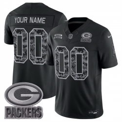 Men Green Bay Packers Active Player Custom Black F U S E  2026 Salute to Service Limited Stitched Football Jersey