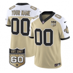 Men New Orleans Saints Active Player Custom Gold Alternate F U S E  60th Anniversary Patch Vapor Limited Stitched Football Jersey