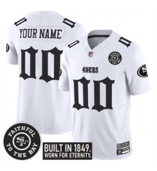 Men San Francisco 49ers Active Player Custom White F U S E   Fog City Gothic Edition  Vapor Limited Stitched Football Jersey