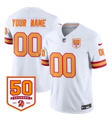 Men Women Youth Tampa Bay Buccaneers Active Player Custom White 2025 F U S E  50th Anniversary Patch Vapor Limited Stitched Jersey