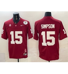 Men Alabama Crimson Tide 15 Ty Simpson Red F U S E With Patch Stitched Football Jersey Men Alabama Crimson Tide 15 Ty Simpson Red F U S E With Patch Stitched Football Jersey