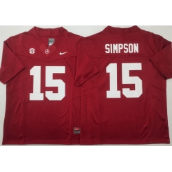 Men Alabama Crimson Tide Red #15 TY SIMPSON Stitched F U S E NCAA Jersey