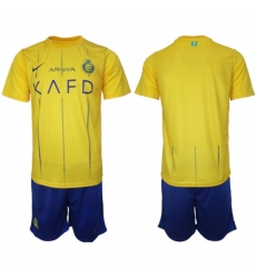 Men Al Nassr Custom 2023 24 Yellow Away Soccer Jersey Suit