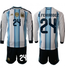 Argentina 2026 FIFA World Cup Soccer Jersey White LONG #24 E.FERNANDEZ