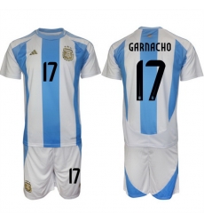 Men Argentina 17 Alejandro Garnacho White Blue 2024 25 Home Soccer Jersey Suit Men Argentina 17 Alejandro Garnacho White Blue 2024 25 Home Soccer Jersey Suit