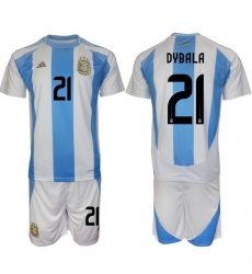 Men Argentina 21 Dybala White Blue 2024 25 Home Soccer Jersey Suit