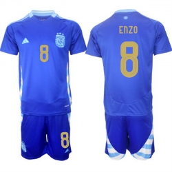Men Argentina 8 Enzo Blue 2024 25 Away SoccerJersey Suit