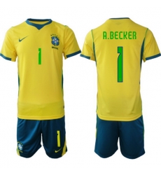 Men Brazil 2026 FIFA World Cup Yellow Home Soccer Jersey A.BECKER #1 Green Men Brazil 2026 FIFA World Cup Yellow Home Soccer Jersey A.BECKER #1 Green