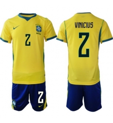 Men Brazil 2026 FIFA World Cup Yellow Home Soccer Jersey VINICIUS #2 Men Brazil 2026 FIFA World Cup Yellow Home Soccer Jersey VINICIUS #2