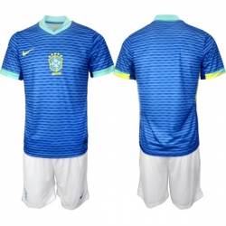 Men Brazil National Football Team Custom Blue 2024 25 Soccer Jersey Suit