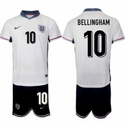 Men England 10 Jude Bellingham 2024 25 White Home Soccer Jersey Suit