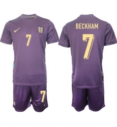 Men England 7 Beckham 2024 25 Purple Away Soccer Jersey Suit Men England 7 Beckham 2024 25 Purple Away Soccer Jersey Suit
