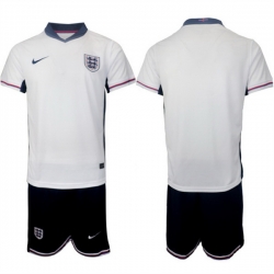 Men England Blank 2024 25 White Home Soccer Jersey Suit