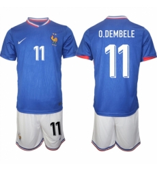 Men France 11 Ousmane Dembl Blue 2024 25 Home Soccer Jersey Suit