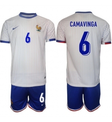 Men France 6 Eduardo Camavinga White 2024 25 Away Soccer Jersey Suit Men France 6 Eduardo Camavinga White 2024 25 Away Soccer Jersey Suit