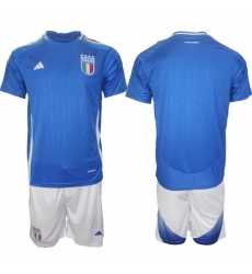Men Italy Custom 2024 25 Blue Home Soccer Jersey Suit Men Italy Custom 2024 25 Blue Home Soccer Jersey Suit