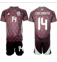 Men Mexico 14 Chicharito Green 2024 Home Soccer Jersey Suit