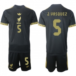 Men Mexico 2025 Soccer Jerseys BlackGold #5 J.VASQUEZ