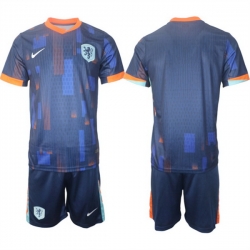 Men Netherlands Custom Navy 2024 25 Away Soccer Jersey Suit