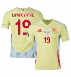 Men Spain Team 19 Lamine Yamal Yellow 2024 Away Soccer Jersey