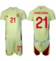 Men Spain Team 21 Mikel Oyarzabal 2024 25 Yellow Away Soccer Jersey Suit